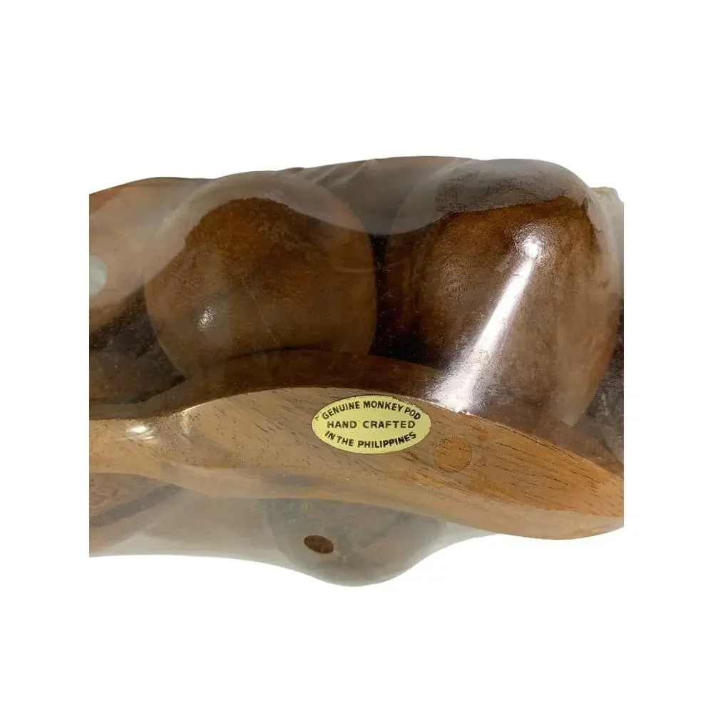 6 Wooden Fruit‎ & Leaf Shape Bowl Hand Crafted In Package Vintage Monkey Pod